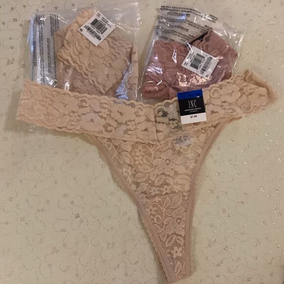 NWT. INC Intern’l Concepts, a Macy’s Brand Set of 3 Lacy Thong Panties Size XL - Picture 1 of 9